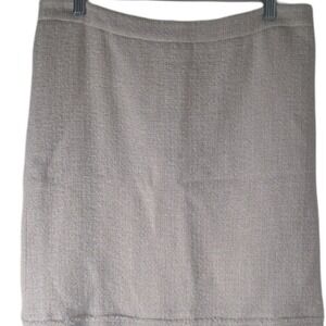 J.Crew Tweed Look Fringed Hem Beige Wool A-Line Skirt Size 12